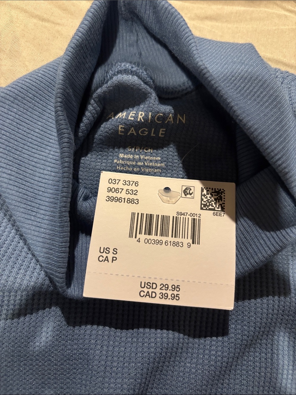 American Eagle Outfitters women's Slate Blue mock Turtleneck long sleeve ribbed